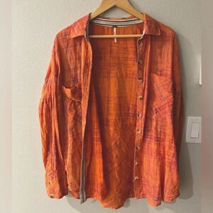 Free People Shore Vibes Button Down Top Large